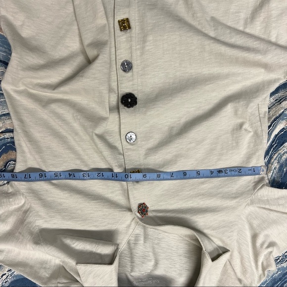 Soft surroundings Danielle button up tunic long sleeve cotton collared top small - Picture 9 of 11